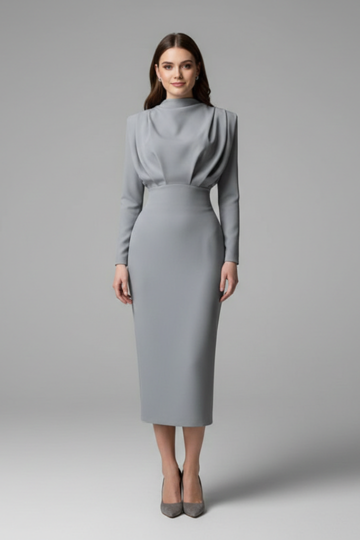 Carla | Vestido Midi Mujer Manga Larga Invitada