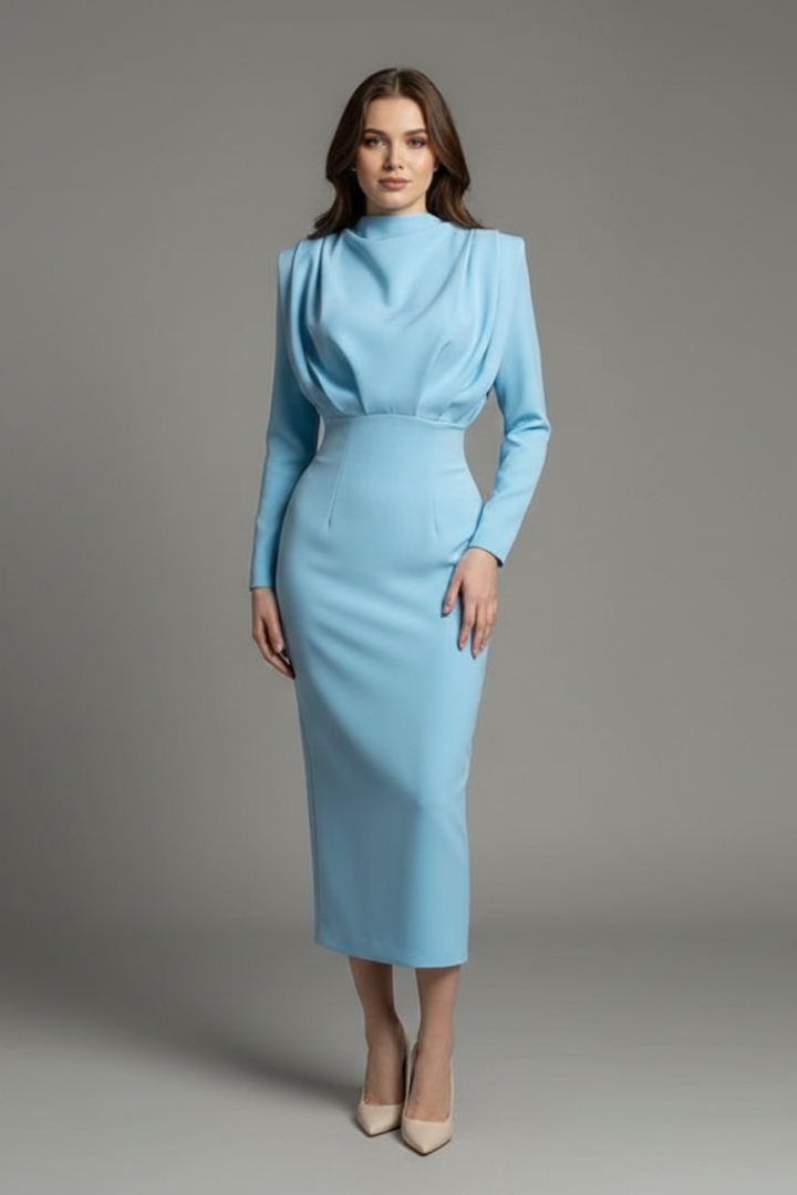 Carla | Vestido Midi Mujer Manga Larga Invitada