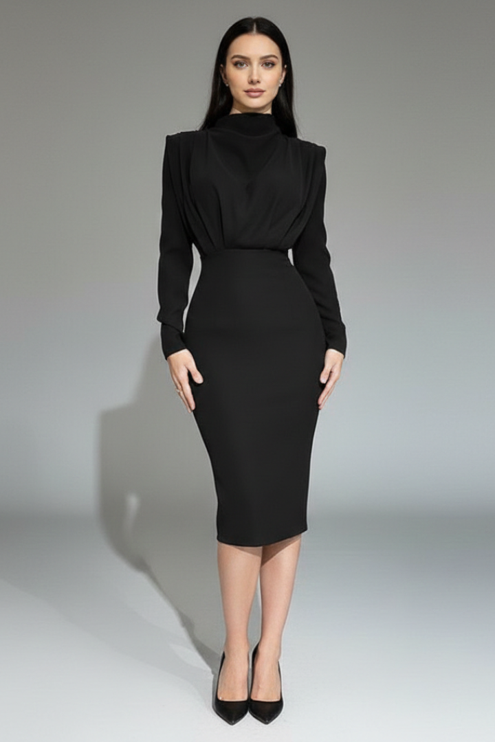 Carla | Vestido Midi Mujer Manga Larga Invitada