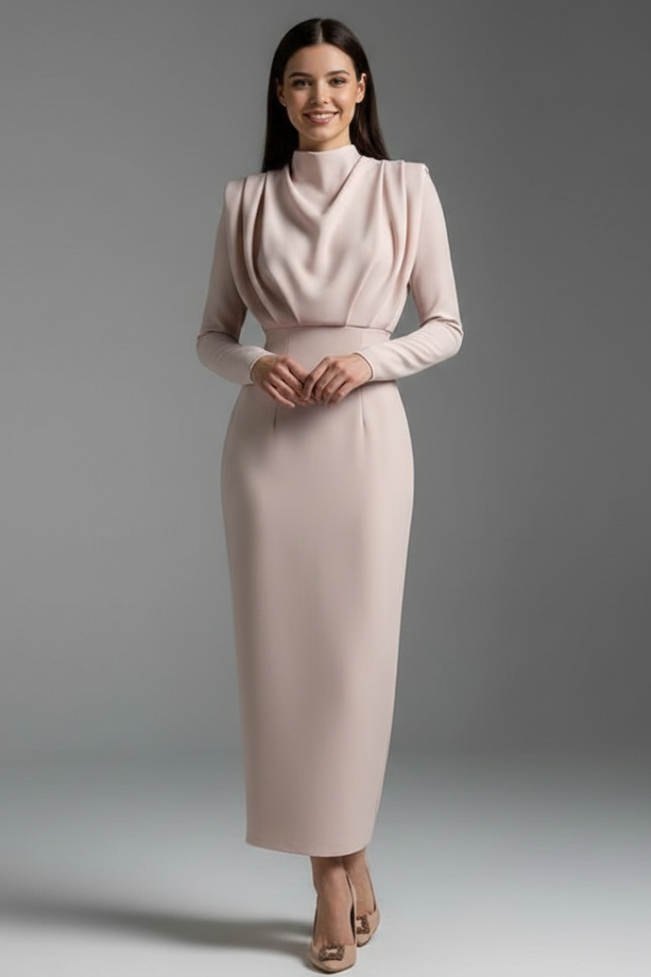 Carla | Vestido Midi Mujer Manga Larga Invitada