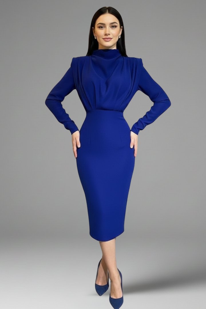 Carla | Vestido Midi Mujer Manga Larga Invitada