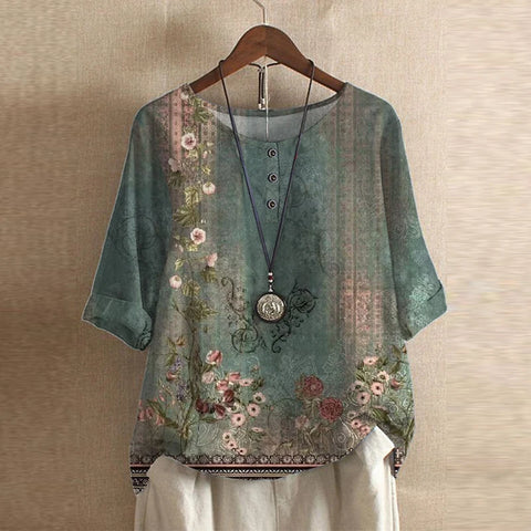 Carmen | Blusa Mujer Botones Manga Tres Cuartos