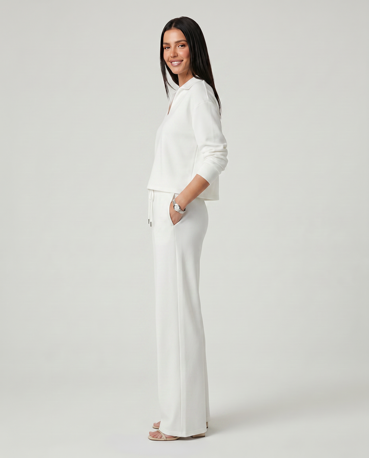 Carmen | Conjunto Punto Mujer Cuello V Mangas Largas Pantalón Ancho