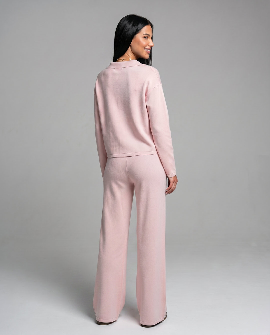 Carmen | Conjunto Punto Mujer Cuello V Mangas Largas Pantalón Ancho