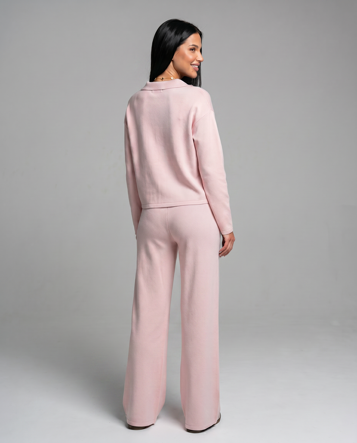 Carmen | Conjunto Punto Mujer Cuello V Mangas Largas Pantalón Ancho