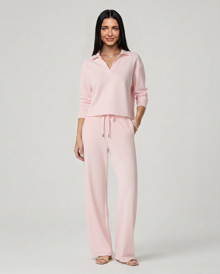 Carmen | Conjunto Punto Mujer Cuello V Mangas Largas Pantalón Ancho