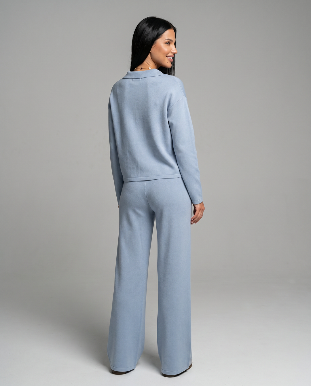 Carmen | Conjunto Punto Mujer Cuello V Mangas Largas Pantalón Ancho