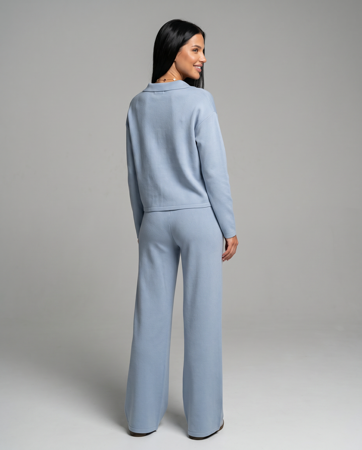 Carmen | Conjunto Punto Mujer Cuello V Mangas Largas Pantalón Ancho