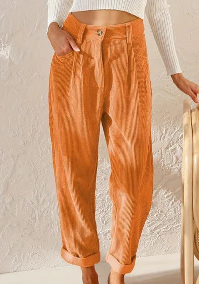 Carmen | Pantalones Mujer de Pana Cintura Alta Holgados