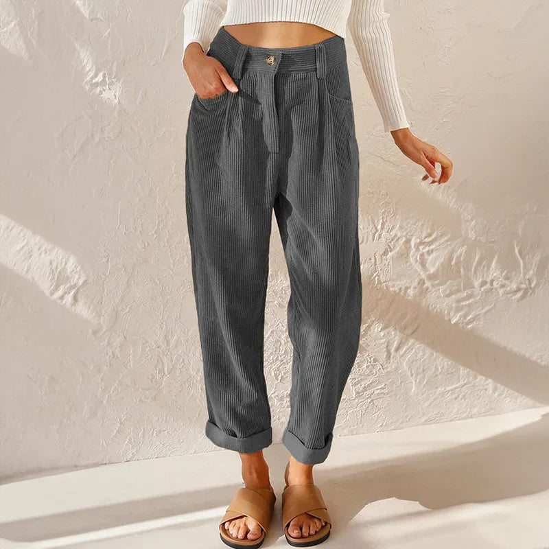 Carmen | Pantalones Mujer de Pana Cintura Alta Holgados