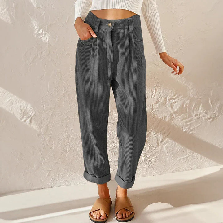 Carmen | Pantalones Mujer de Pana Cintura Alta Holgados