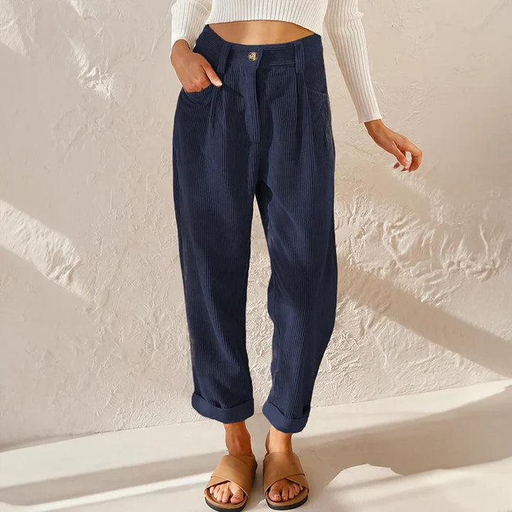 Carmen | Pantalones Mujer de Pana Cintura Alta Holgados