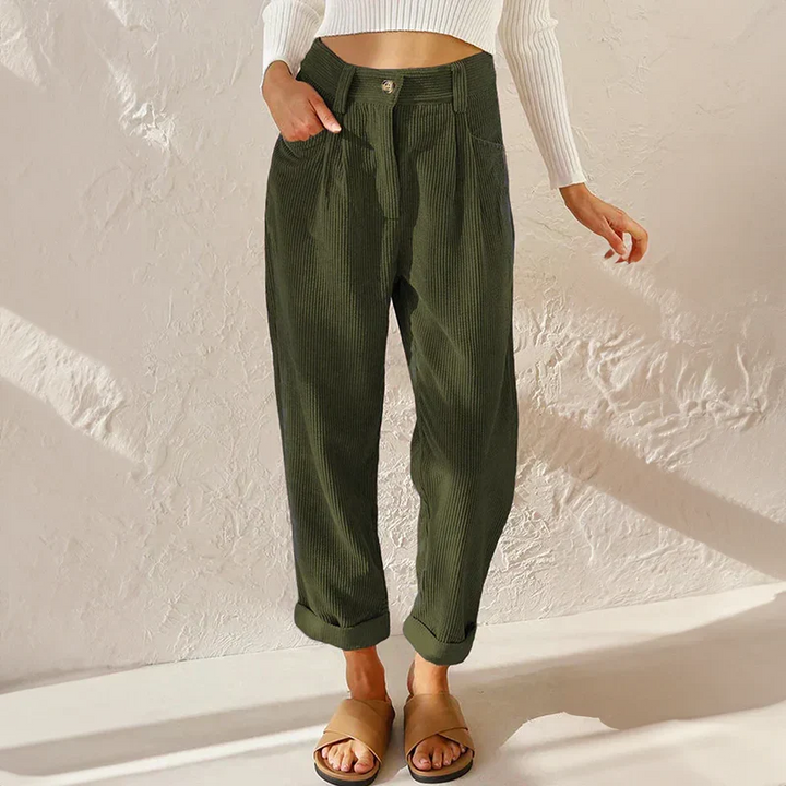 Carmen | Pantalones Mujer de Pana Cintura Alta Holgados