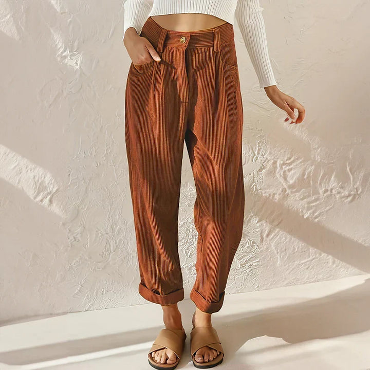 Carmen | Pantalones Mujer de Pana Cintura Alta Holgados
