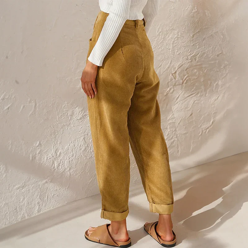 Carmen | Pantalones Mujer de Pana Cintura Alta Holgados