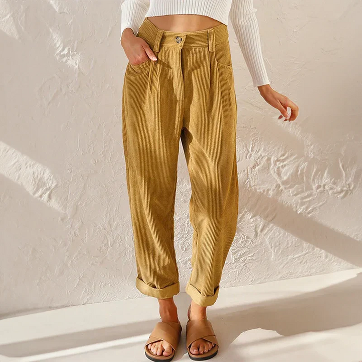 Carmen | Pantalones Mujer de Pana Cintura Alta Holgados
