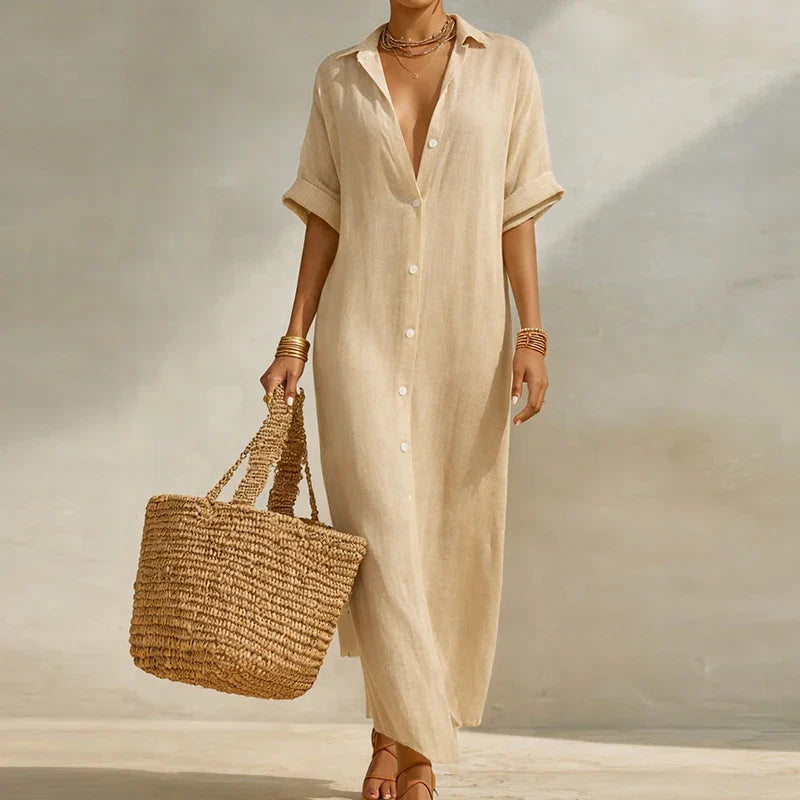 Carmen | Vestido Midi Maxi Mujer Rayas Camisero
