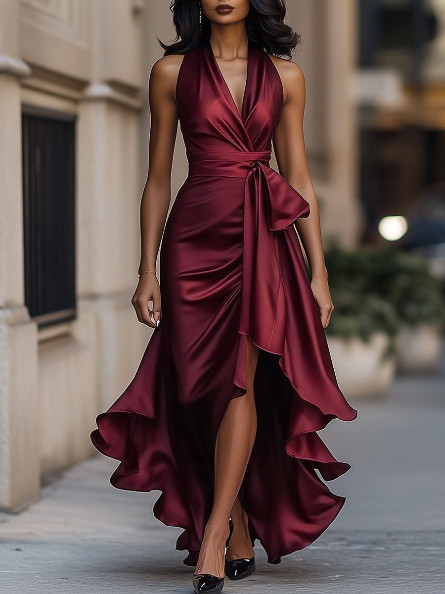 Carmen | Vestido Midi Mujer Satén Asimétrico Invitada
