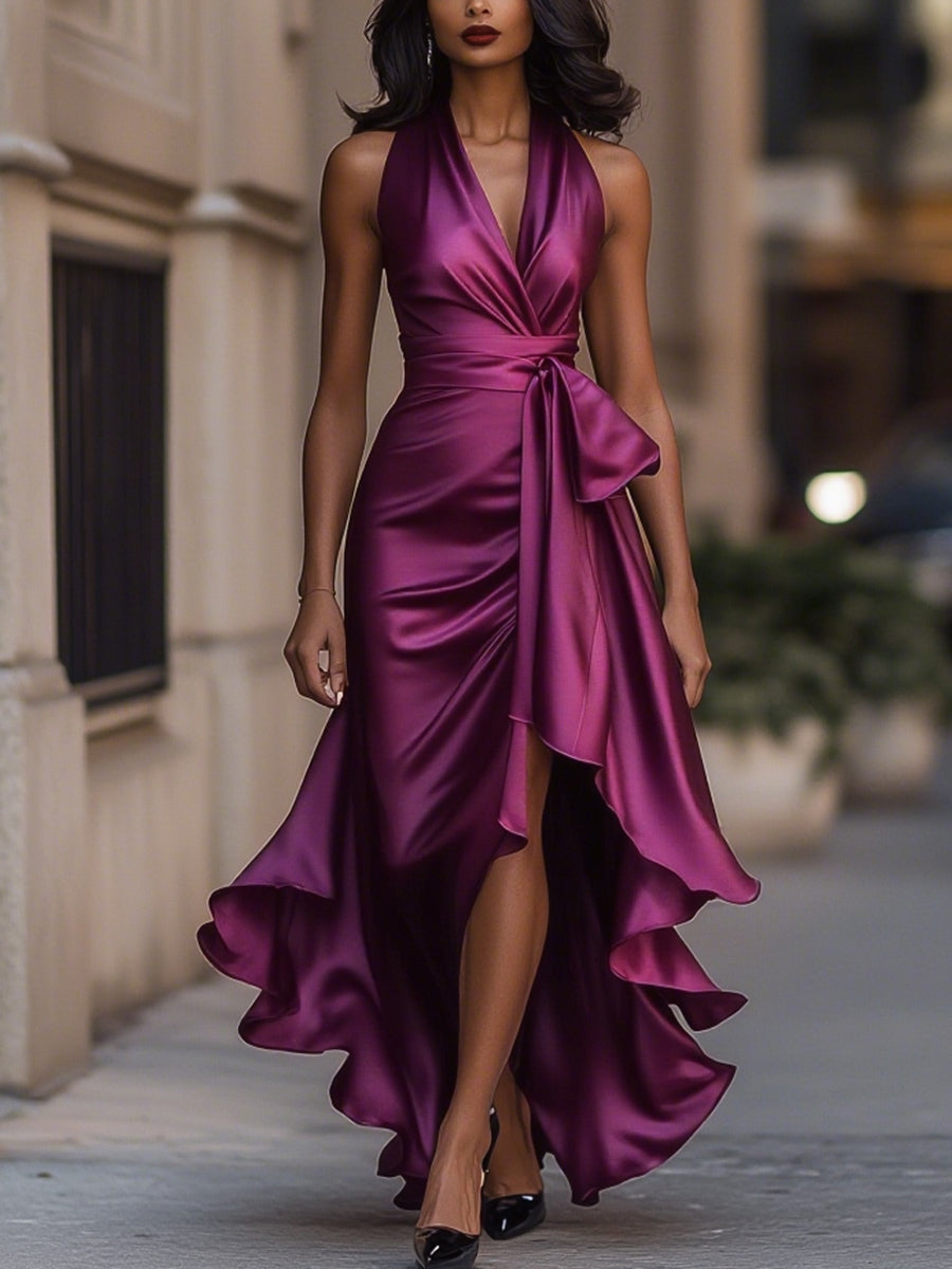 Carmen | Vestido Midi Mujer Satén Asimétrico Invitada