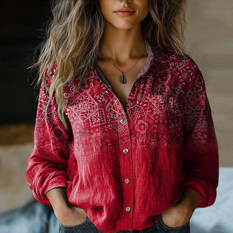 Celia | Blusa Mujer Estampado Paisley Botones