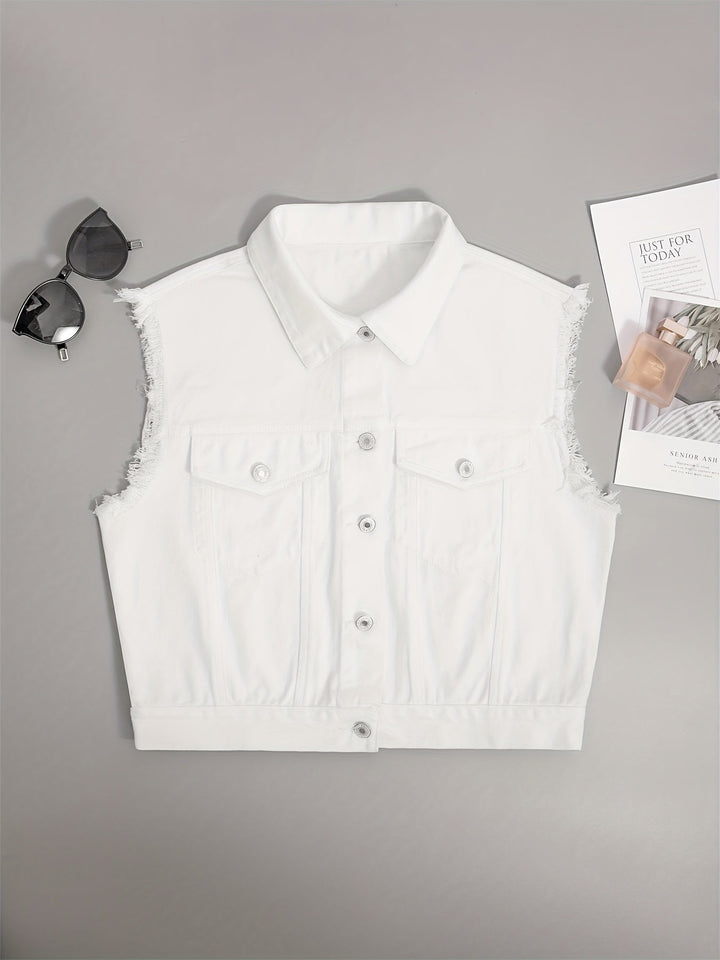 Celia | Chaleco Denim Lavado Ácido con Bolsillos