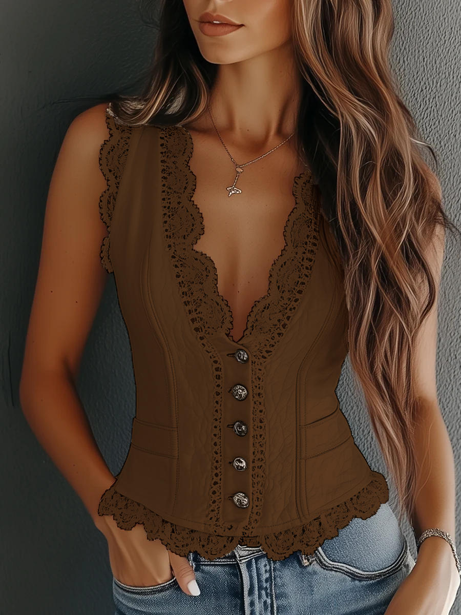 Celia | Chaleco Peplum con Botones y Encaje