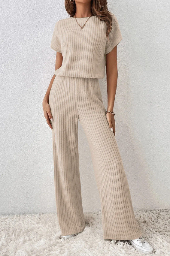 Celia | Conjunto Punto Mujer Manga Corta Pantalón Ancho