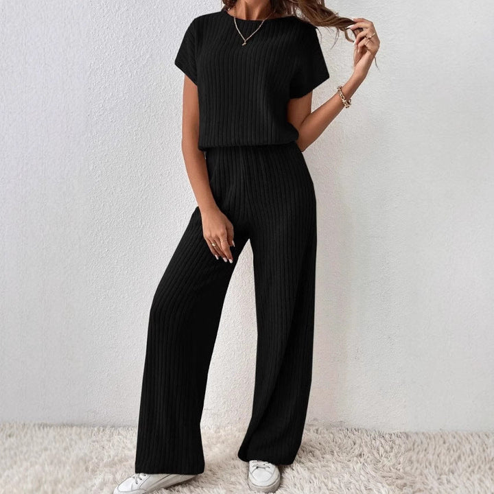 Celia | Conjunto Punto Mujer Manga Corta Pantalón Ancho