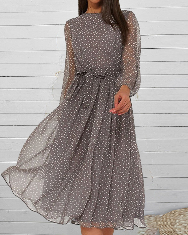 Celia | Vestido Midi Mujer Lunares Manga Larga