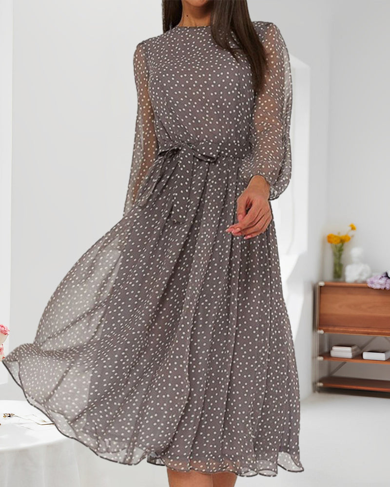 Celia | Vestido Midi Mujer Lunares Manga Larga