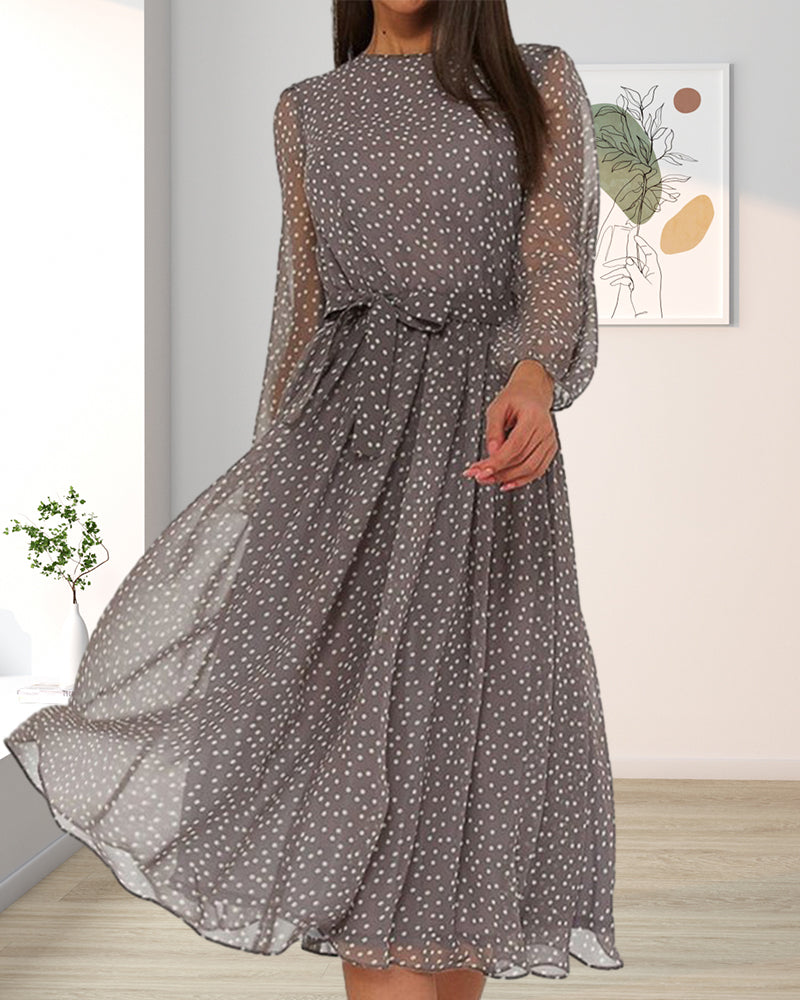 Celia | Vestido Midi Mujer Lunares Manga Larga