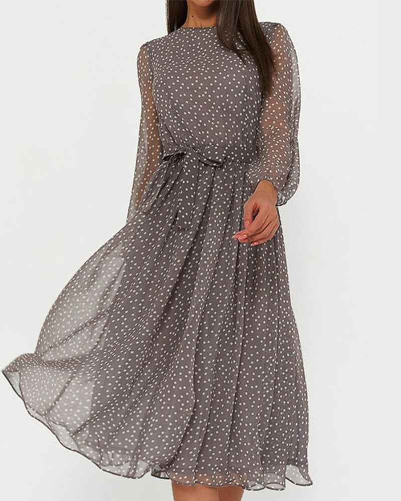 Celia | Vestido Midi Mujer Lunares Manga Larga