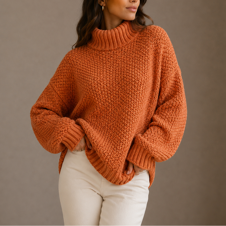 Daniela | Jersey de Cuello Alto Punto Grueso Oversize