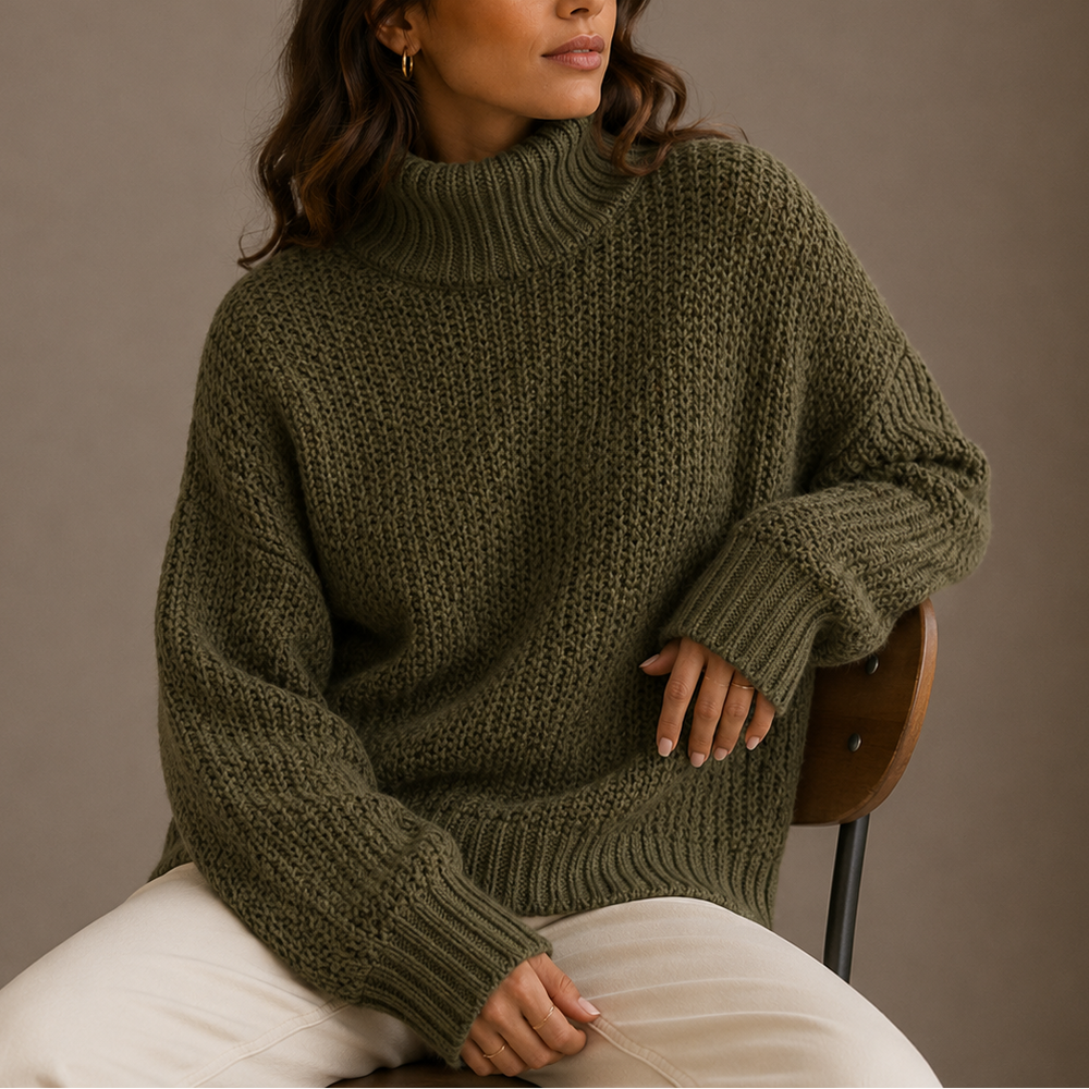 Daniela | Jersey de Cuello Alto Punto Grueso Oversize