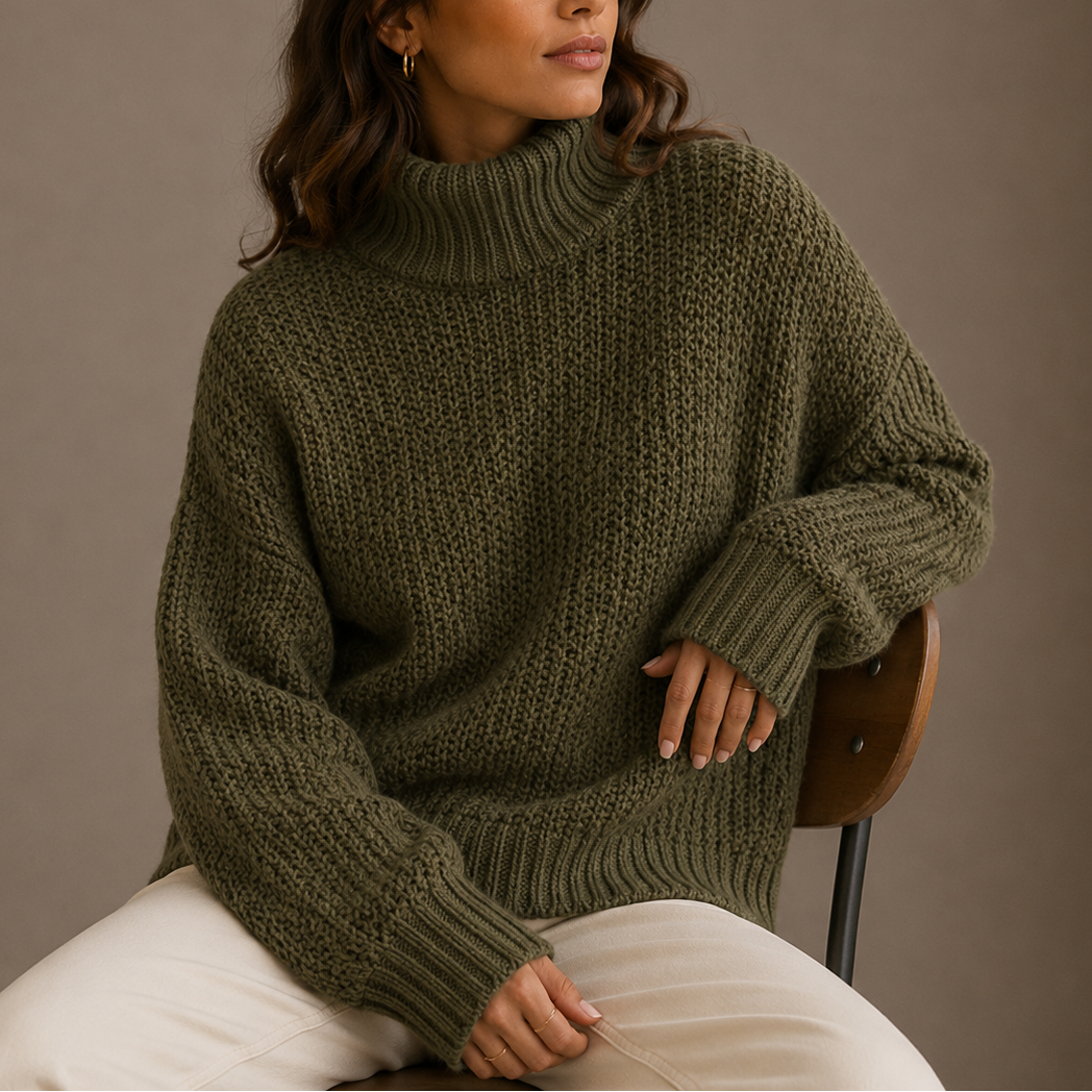 Daniela | Jersey de Cuello Alto Punto Grueso Oversize