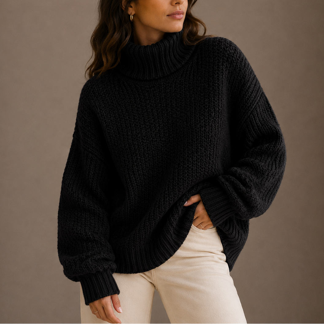 Daniela | Jersey de Cuello Alto Punto Grueso Oversize