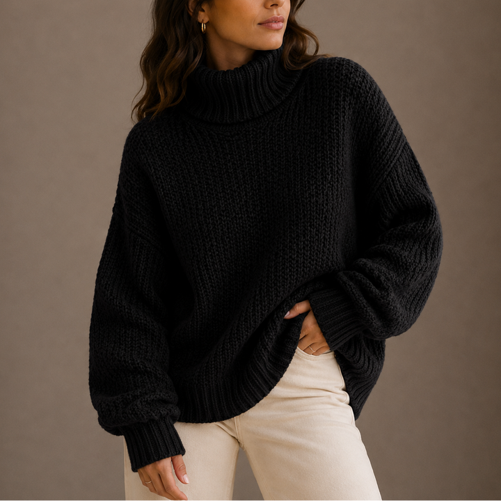 Daniela | Jersey de Cuello Alto Punto Grueso Oversize