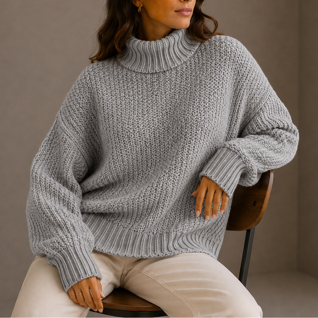 Daniela | Jersey de Cuello Alto Punto Grueso Oversize