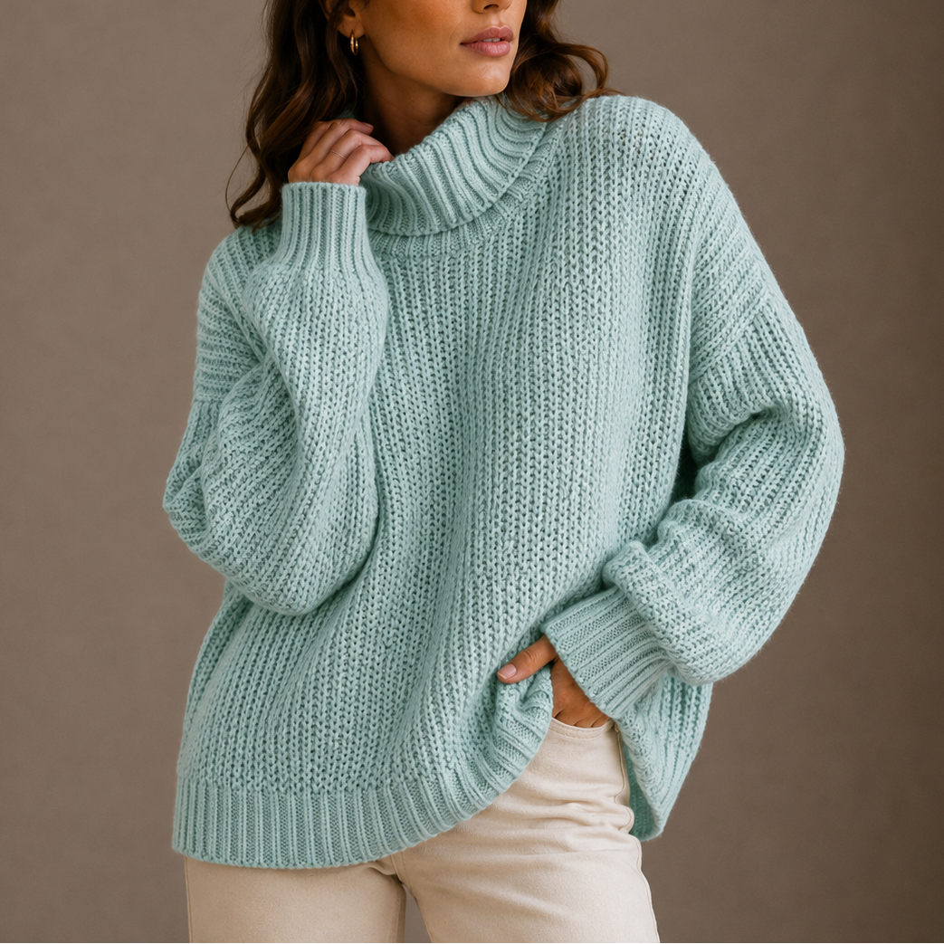 Daniela | Jersey de Cuello Alto Punto Grueso Oversize