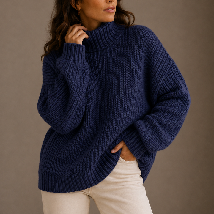 Daniela | Jersey de Cuello Alto Punto Grueso Oversize