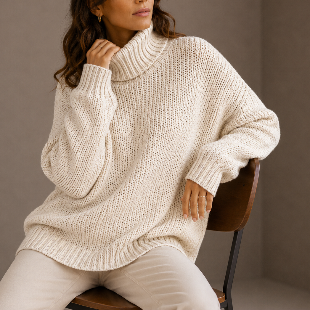Daniela | Jersey de Cuello Alto Punto Grueso Oversize