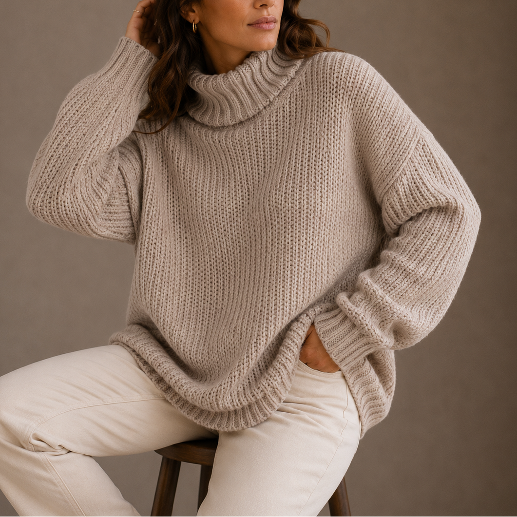Daniela | Jersey de Cuello Alto Punto Grueso Oversize