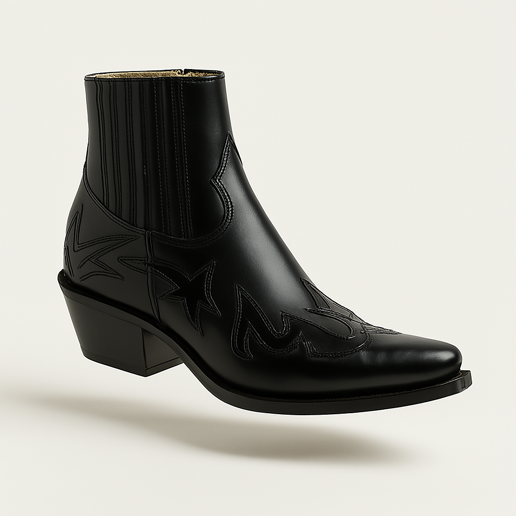 Yael | Botas Vaqueras Tobilleras Piel Negra