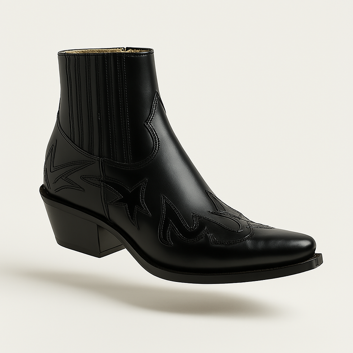 Yael | Botas Vaqueras Tobilleras Piel Negra