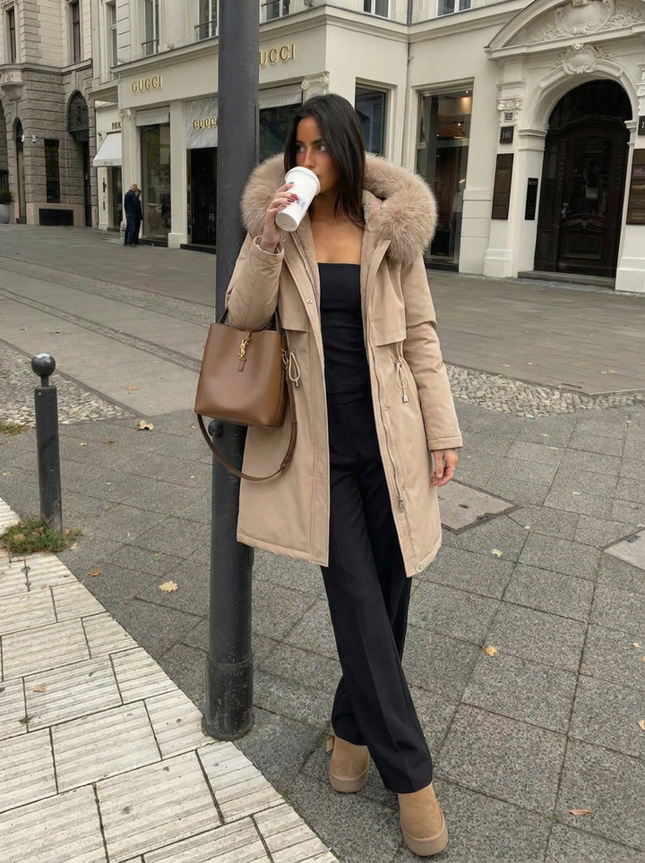 Claudia | Abrigos Mujer Parka con Capucha y Cremallera
