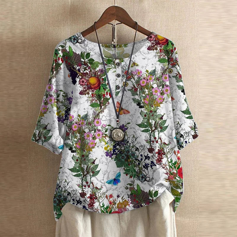 Claudia | Blusa Estampada de Manga Tres Cuartos