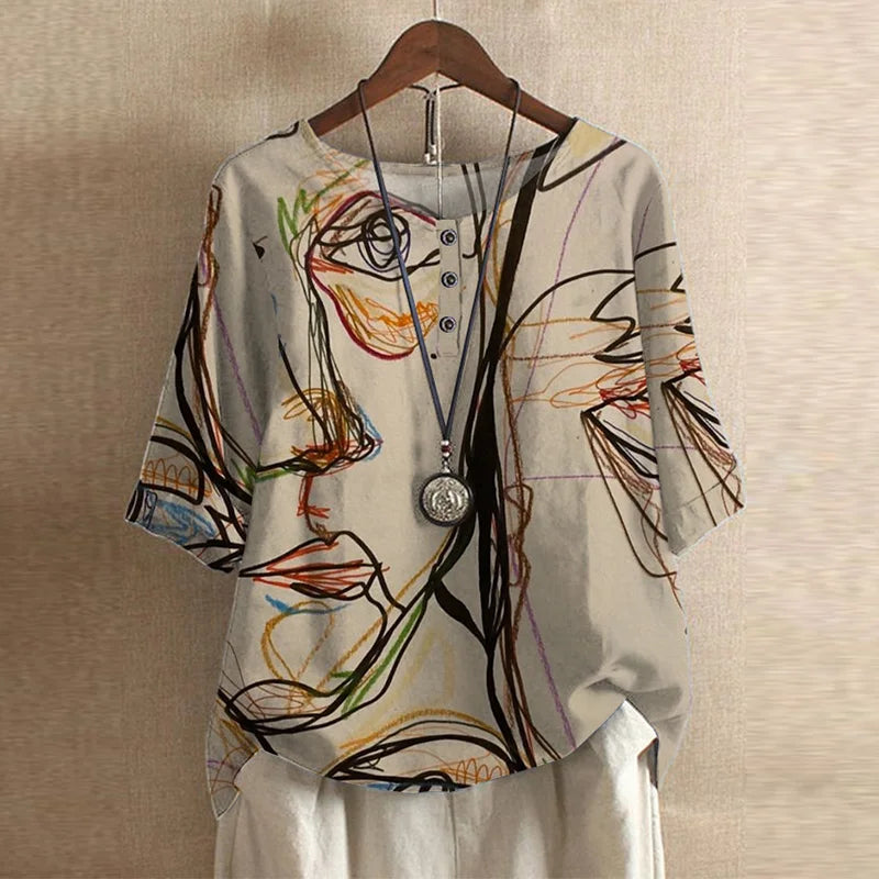 Claudia | Blusa Estampada de Manga Tres Cuartos