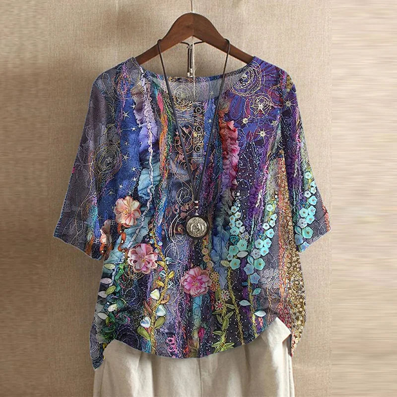 Claudia | Blusa Estampada de Manga Tres Cuartos
