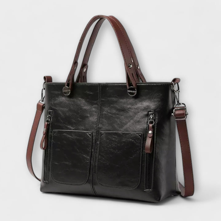 Claudia | Bolso Tote de Piel Sintética con Cremallera y Bolsillos