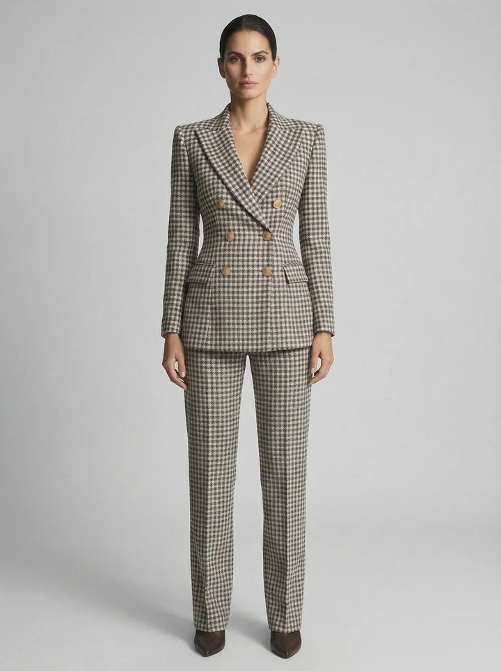 Claudia | Traje Mujer Chaqueta Cruzada Pantalón Cuadros